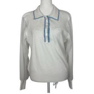 Sioni long sleeve Polo Sweater with sheer sleeves size Large